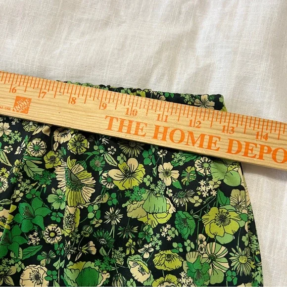 Zara Green Retro Floral Flare Leggings M - Picture 4 of 7